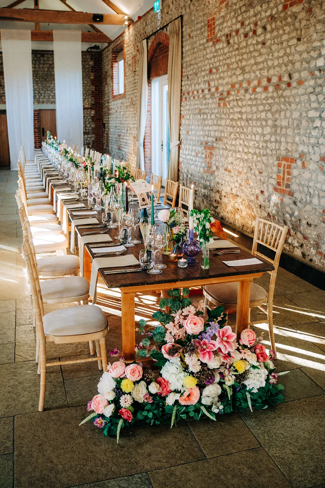 Wedding tables set up at Farbridge